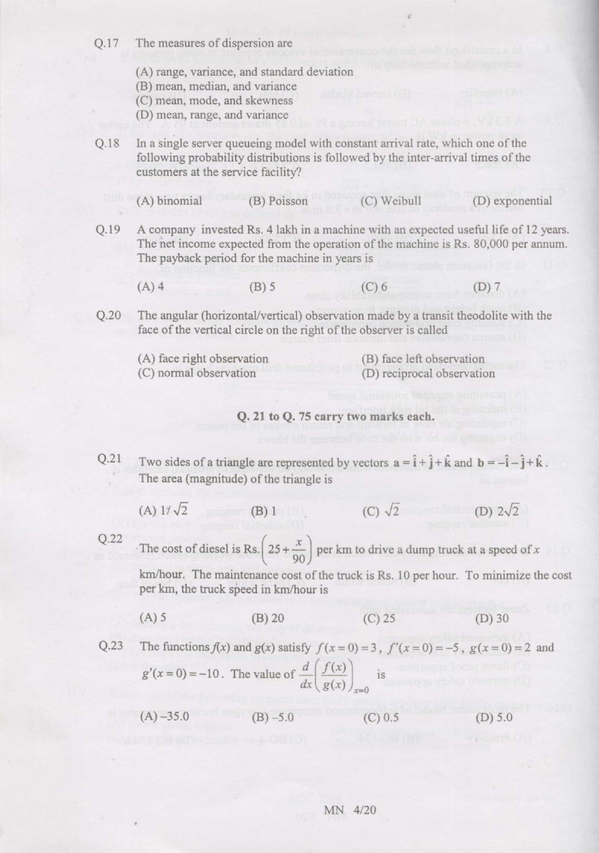 GATE Exam Question Paper 2007 Mining Engineering 4