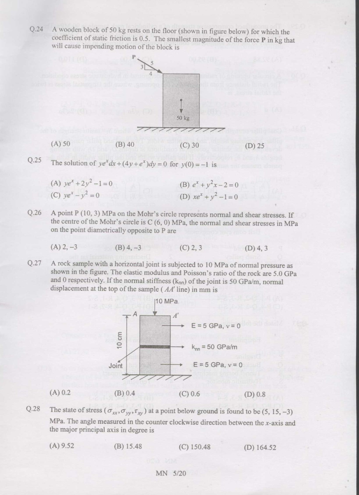 GATE Exam Question Paper 2007 Mining Engineering 5