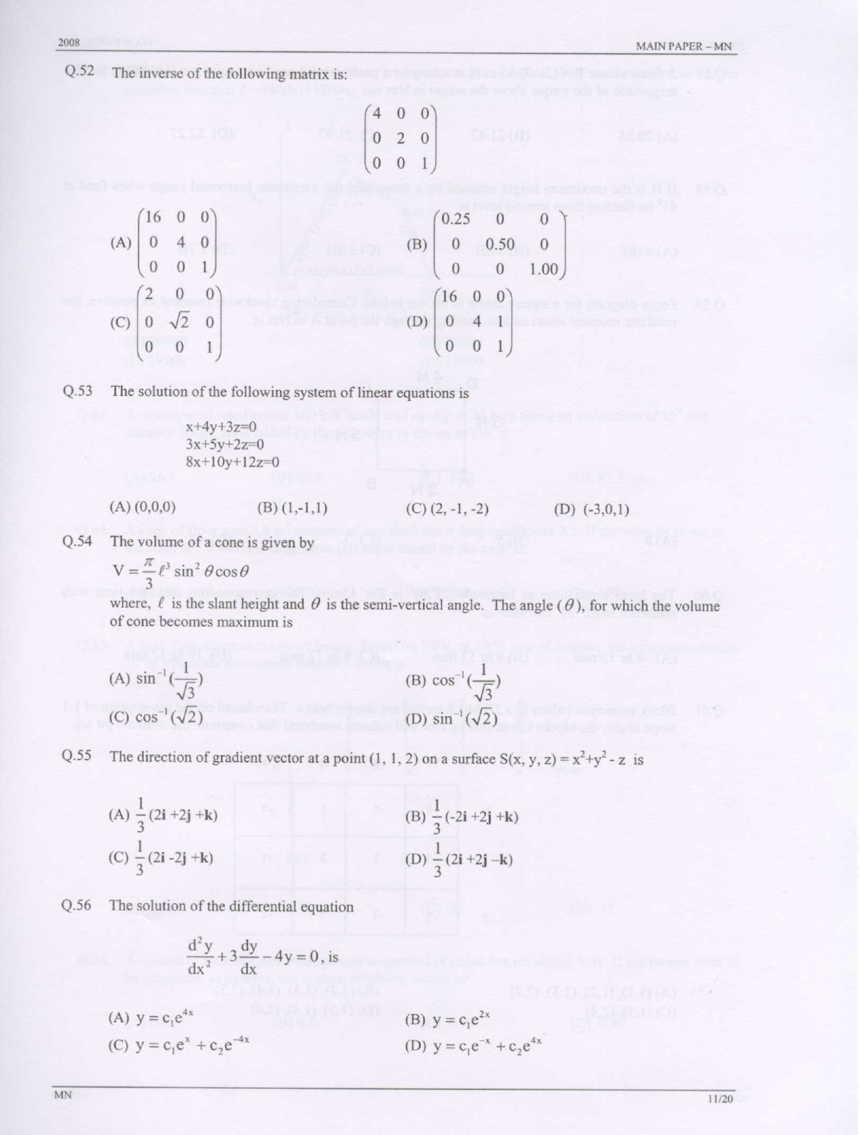 GATE Exam Question Paper 2008 Mining Engineering 11