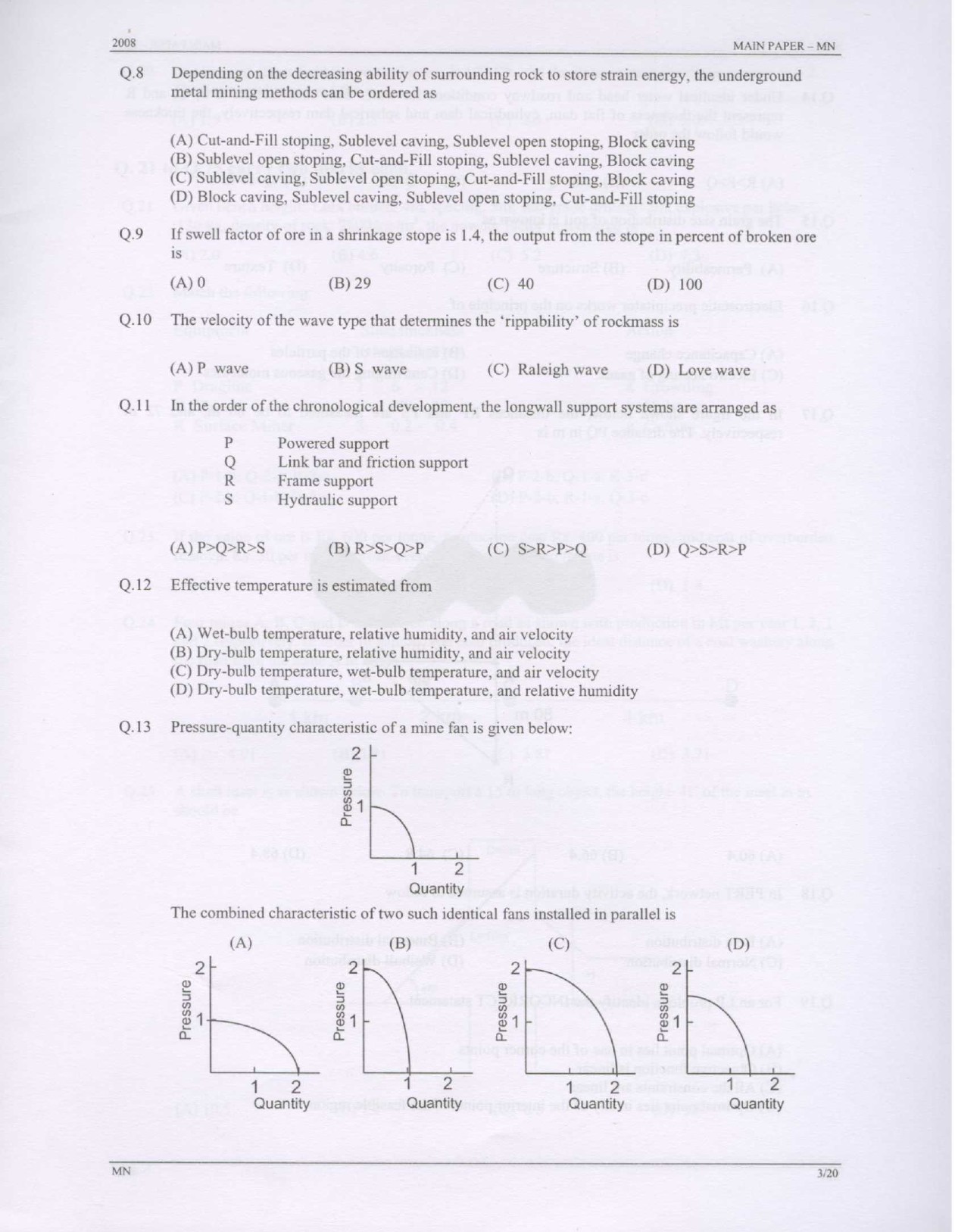 GATE Exam Question Paper 2008 Mining Engineering 3