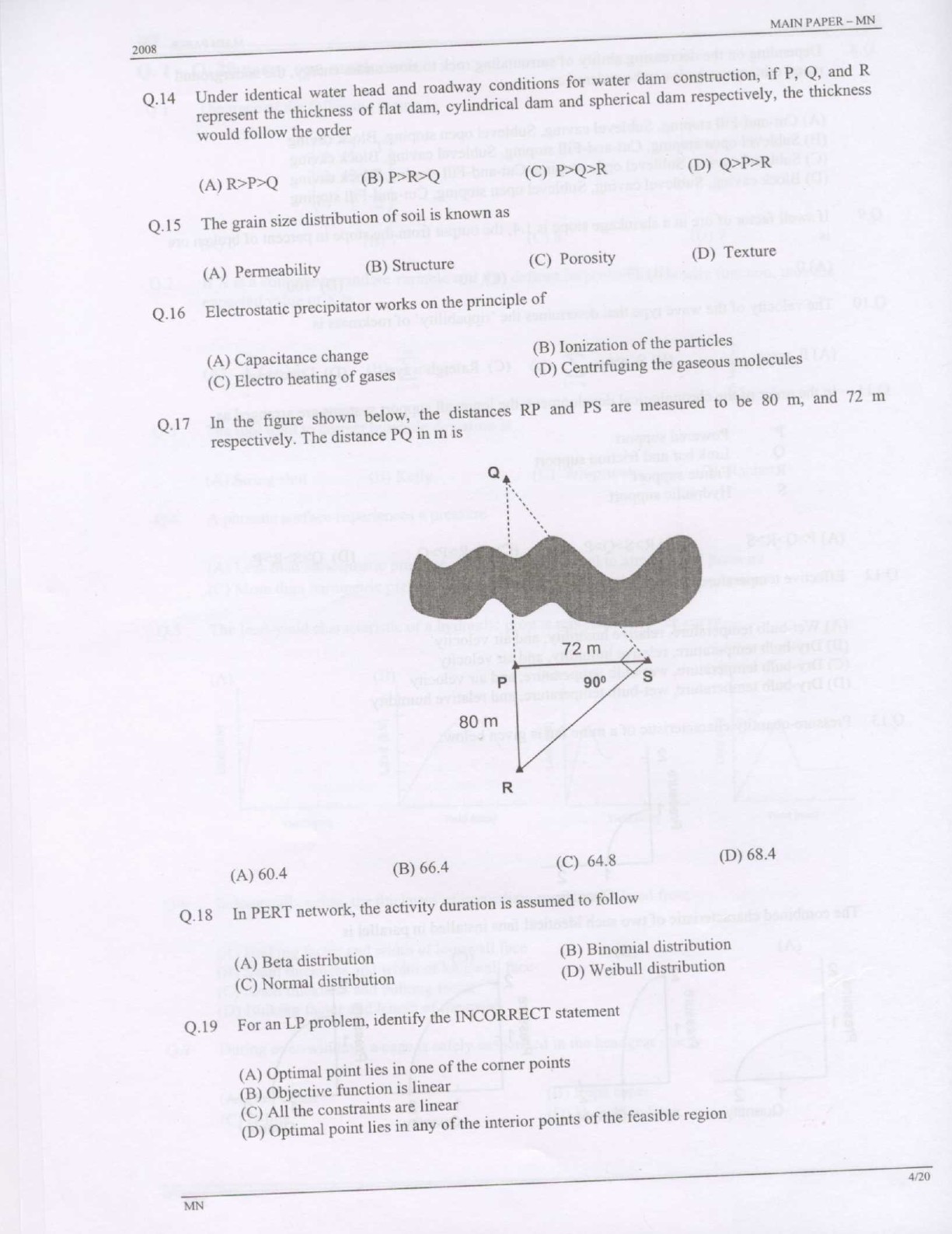 GATE Exam Question Paper 2008 Mining Engineering 4