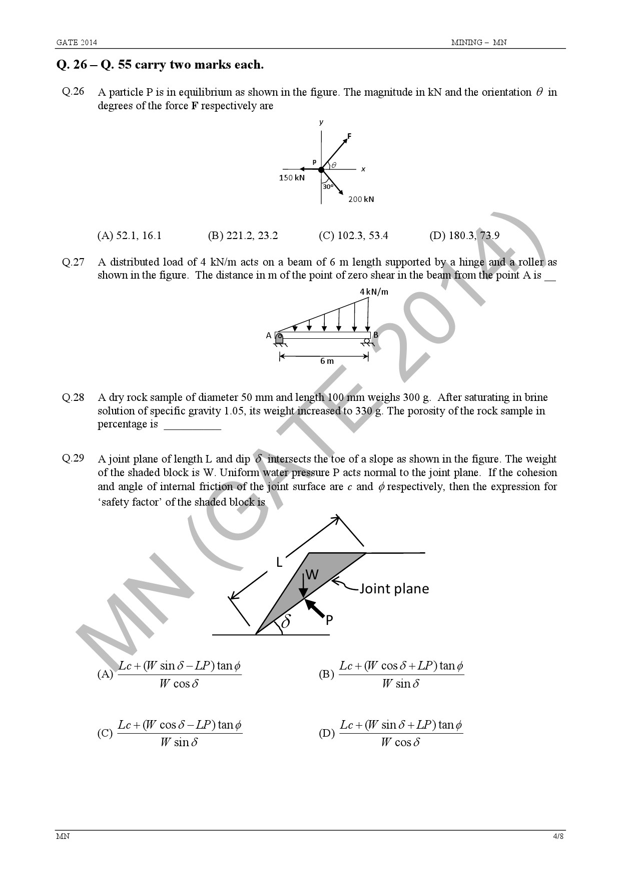 GATE Exam Question Paper 2014 Mining Engineering 10