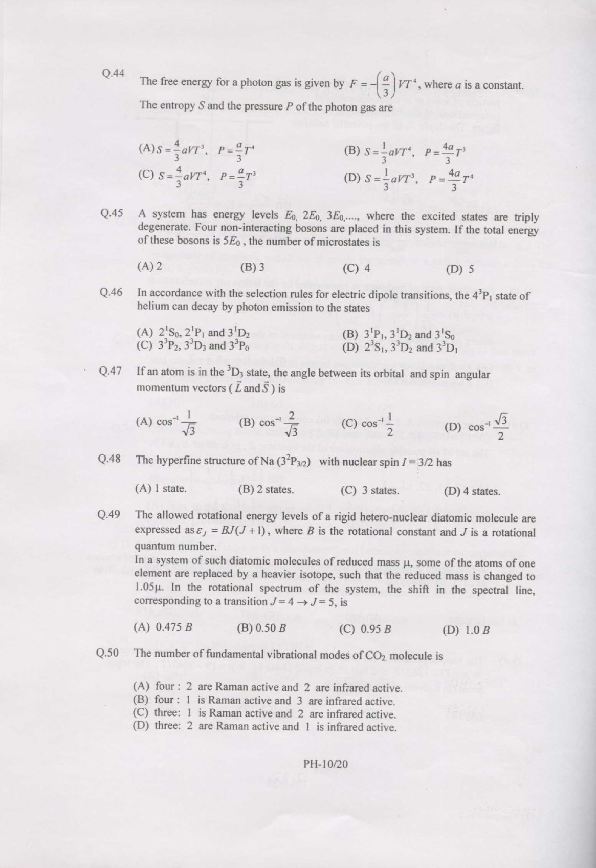 GATE Exam Question Paper 2007 Physics 10
