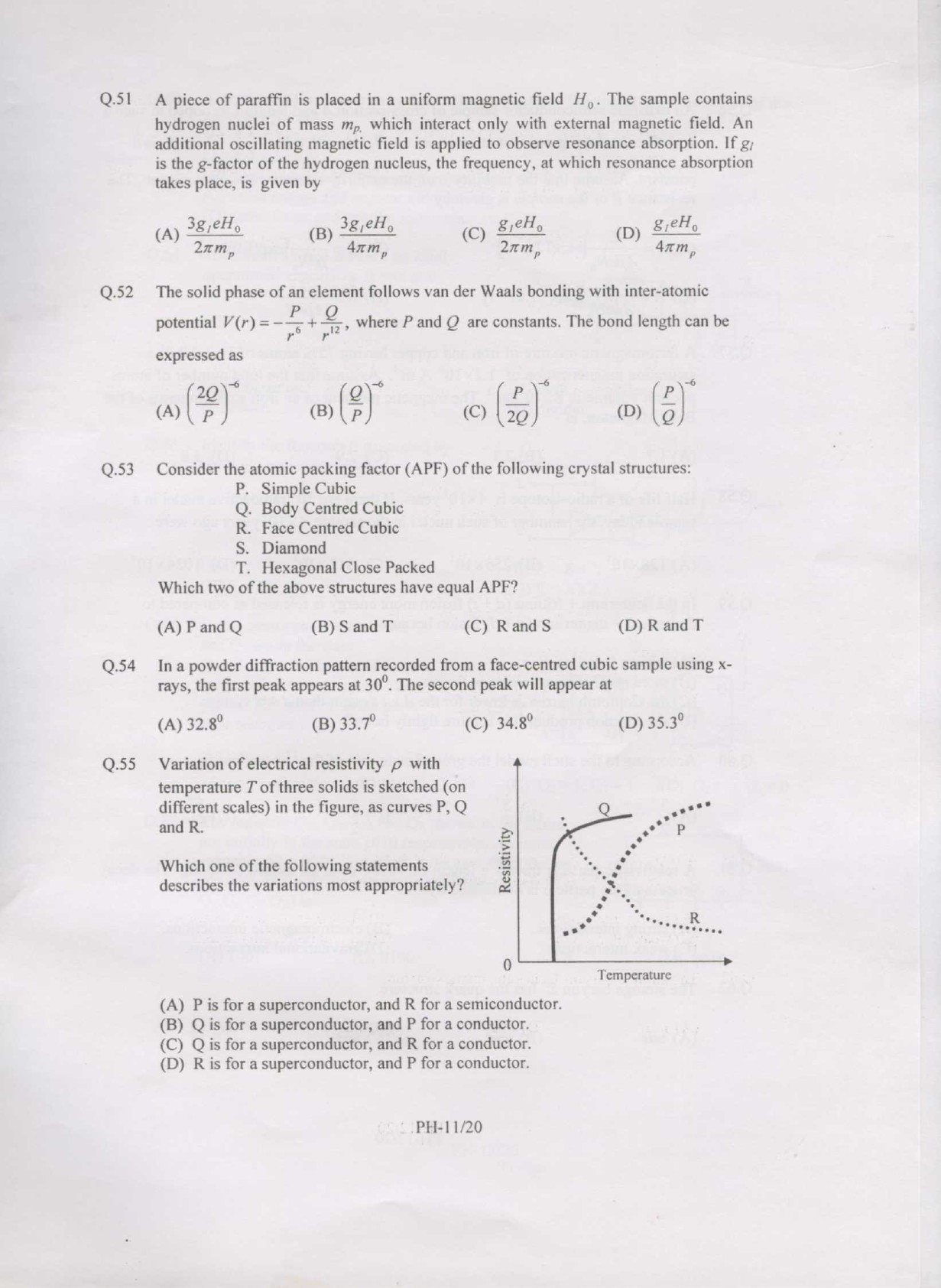 GATE Exam Question Paper 2007 Physics 11