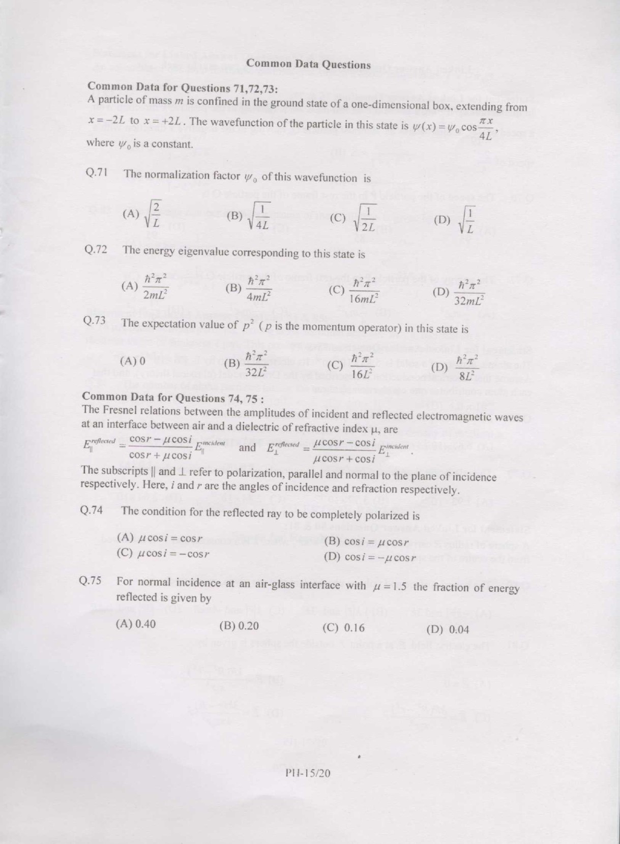 GATE Exam Question Paper 2007 Physics 15