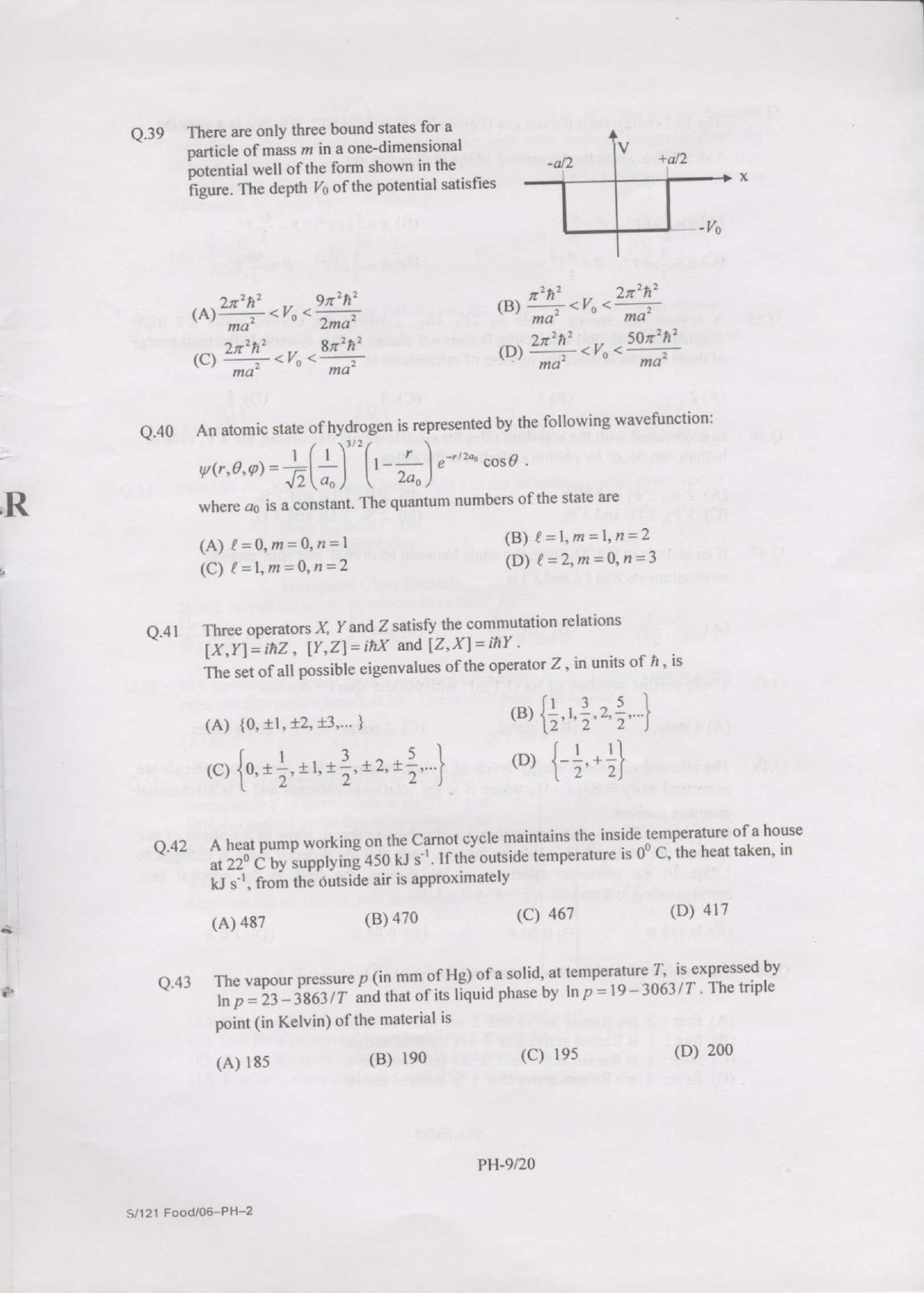 GATE Exam Question Paper 2007 Physics 9