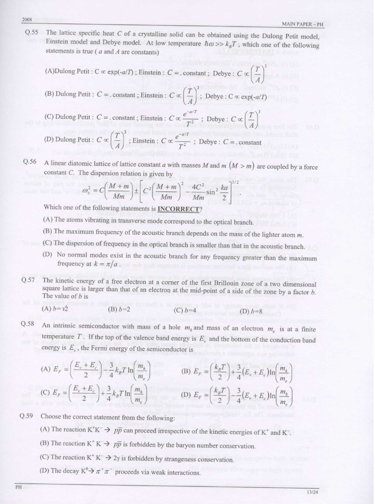 GATE Exam Question Paper 2008 Physics 13