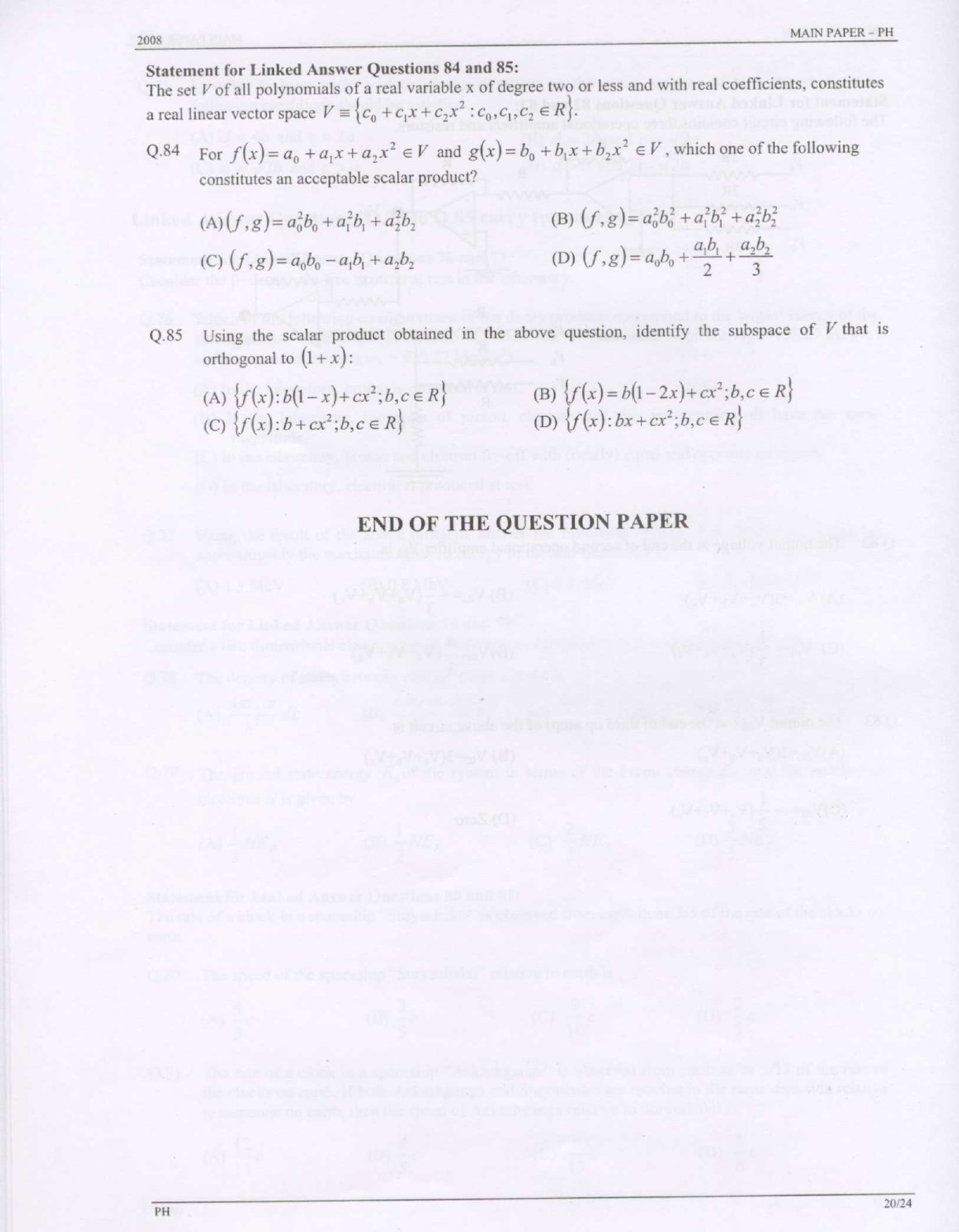 GATE Exam Question Paper 2008 Physics 20