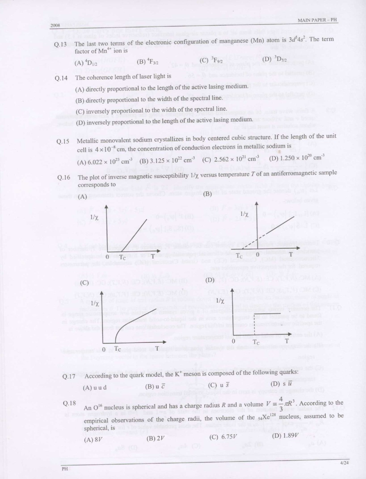 GATE Exam Question Paper 2008 Physics 4