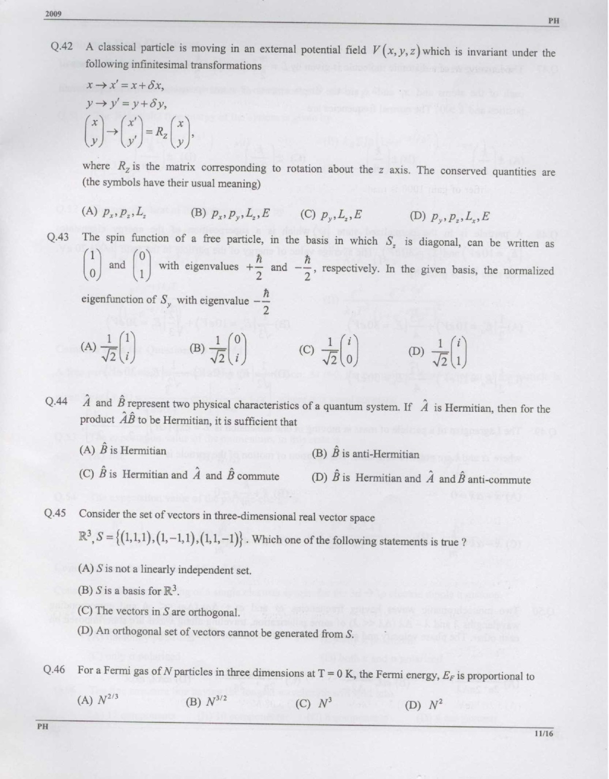 GATE Exam Question Paper 2009 Physics 11