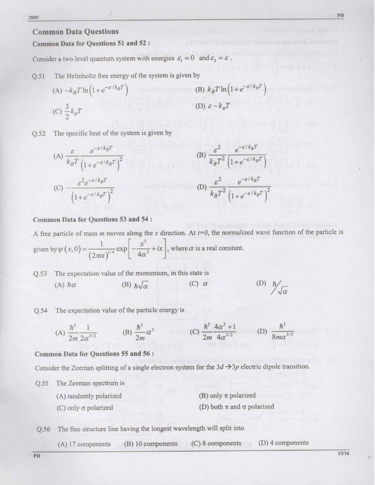 GATE Exam Question Paper 2009 Physics 13
