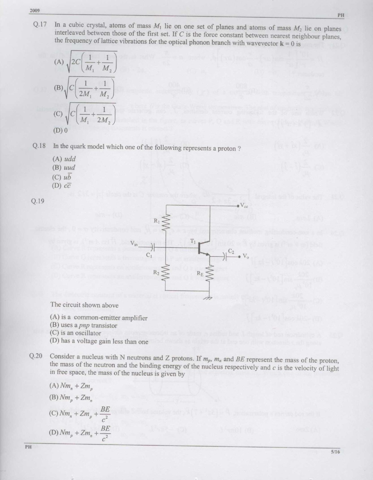 GATE Exam Question Paper 2009 Physics 5