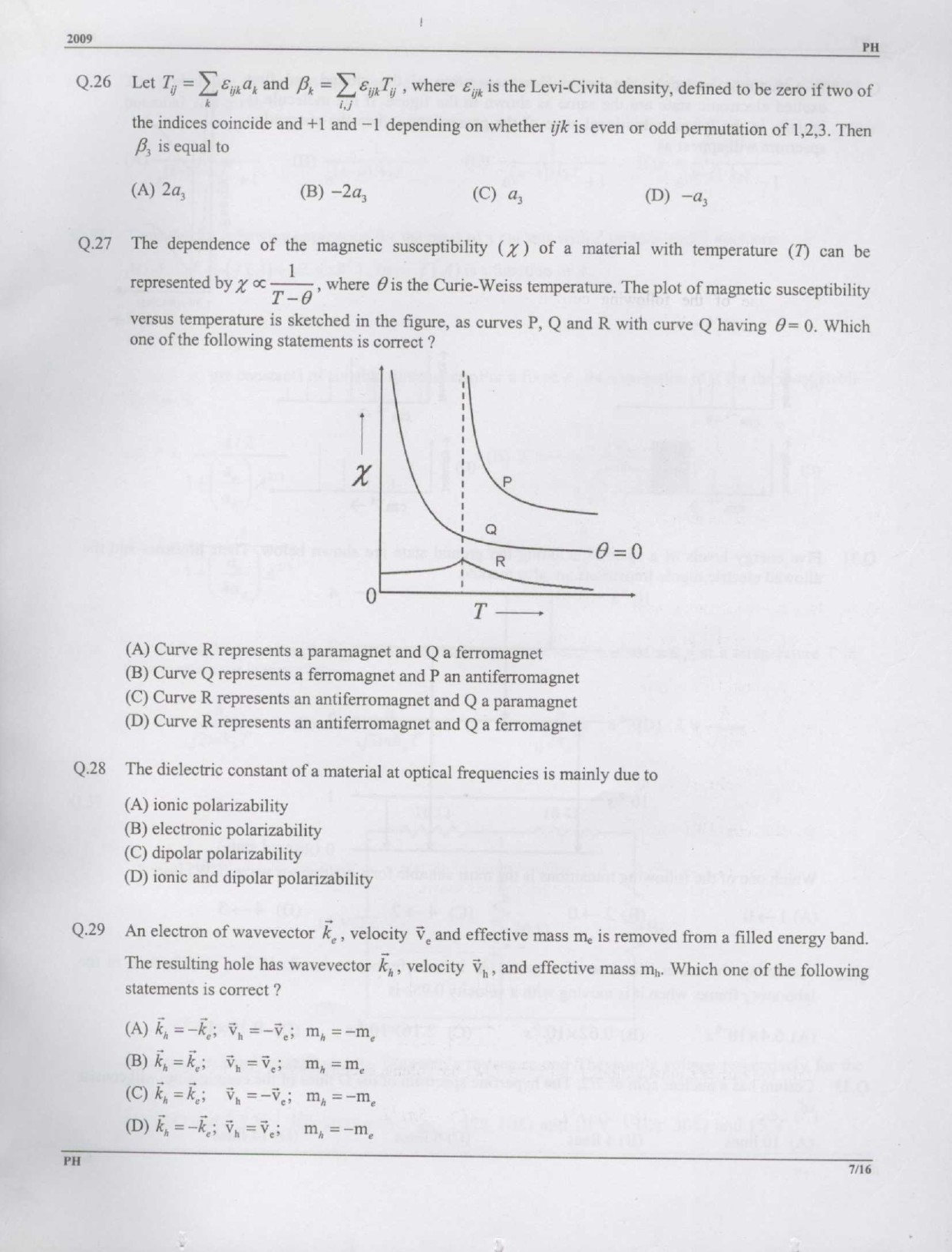 GATE Exam Question Paper 2009 Physics 7