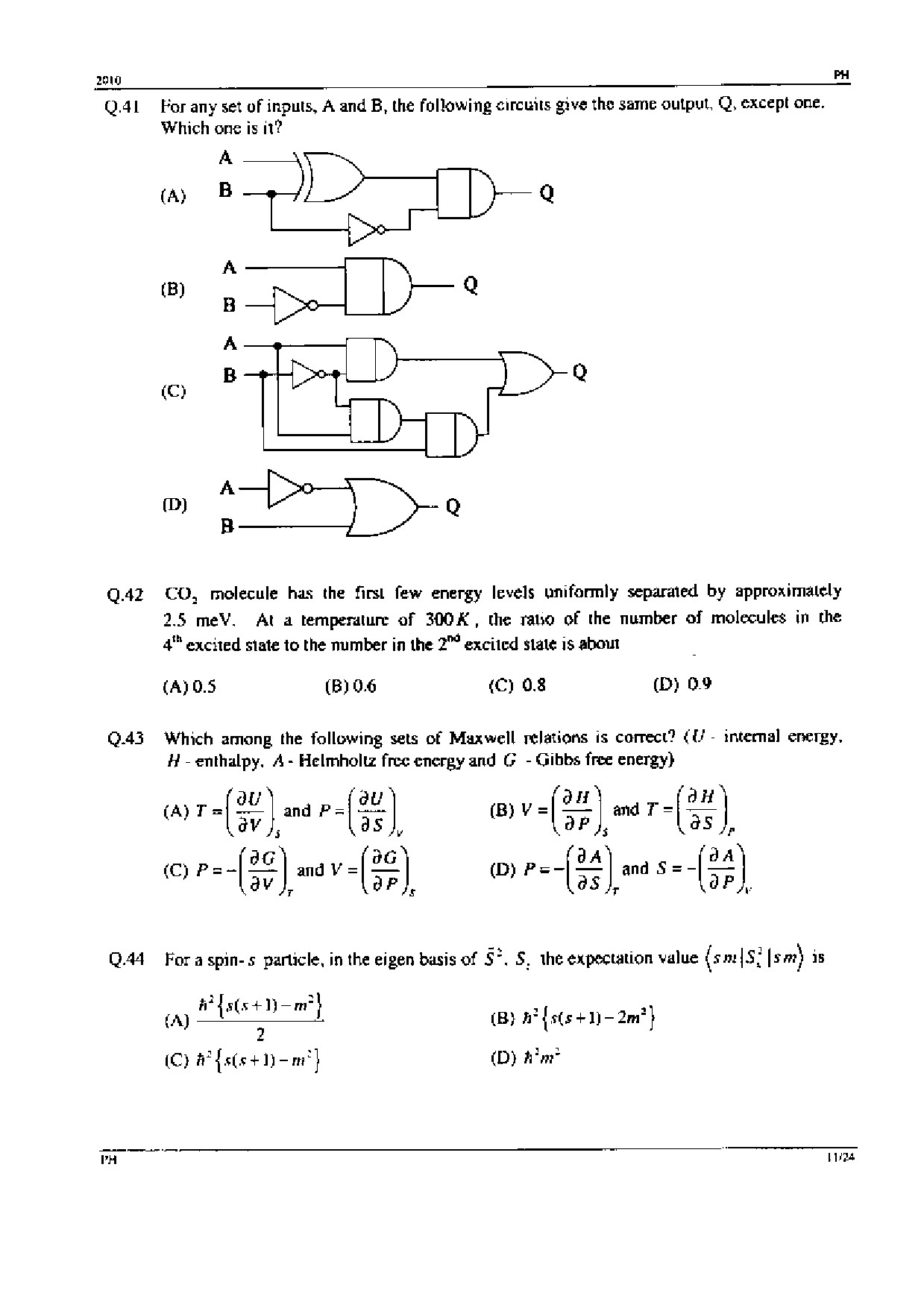 GATE Exam Question Paper 2010 Physics 11