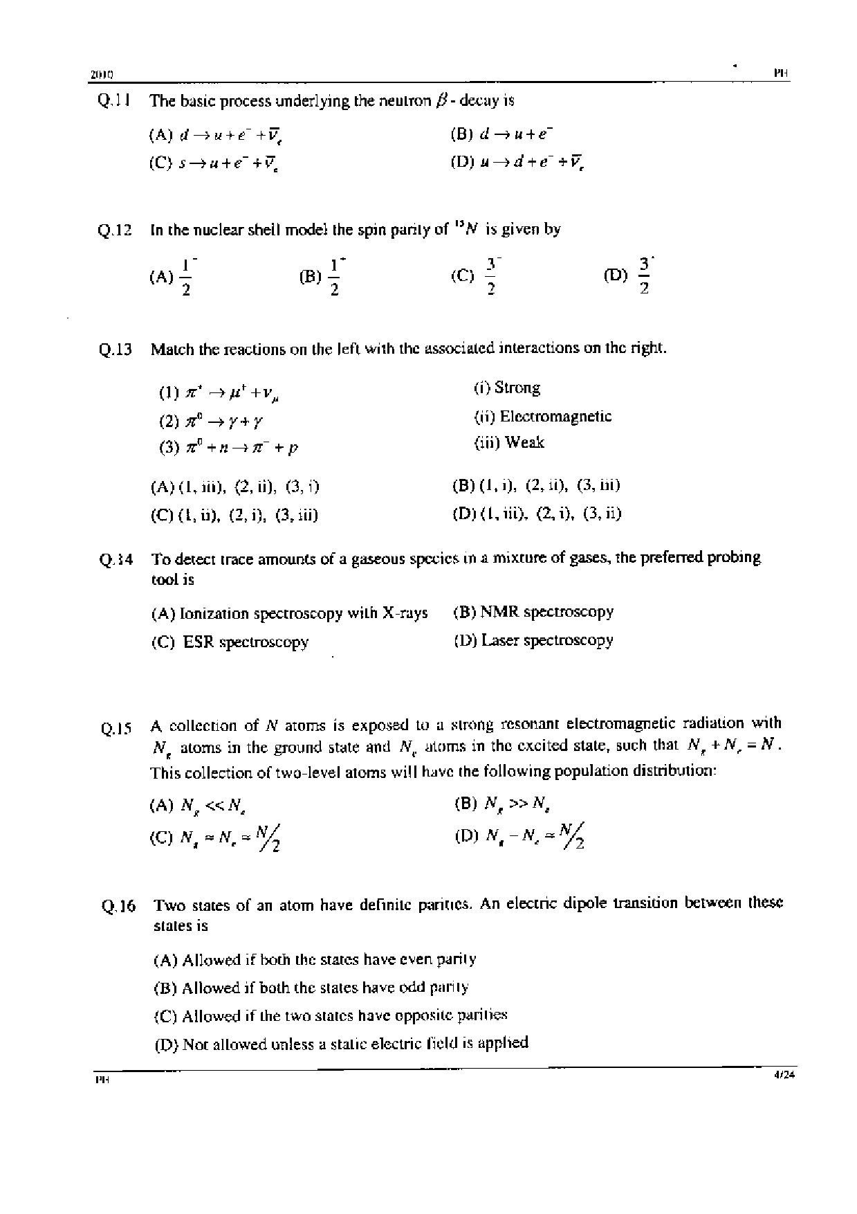 GATE Exam Question Paper 2010 Physics 4