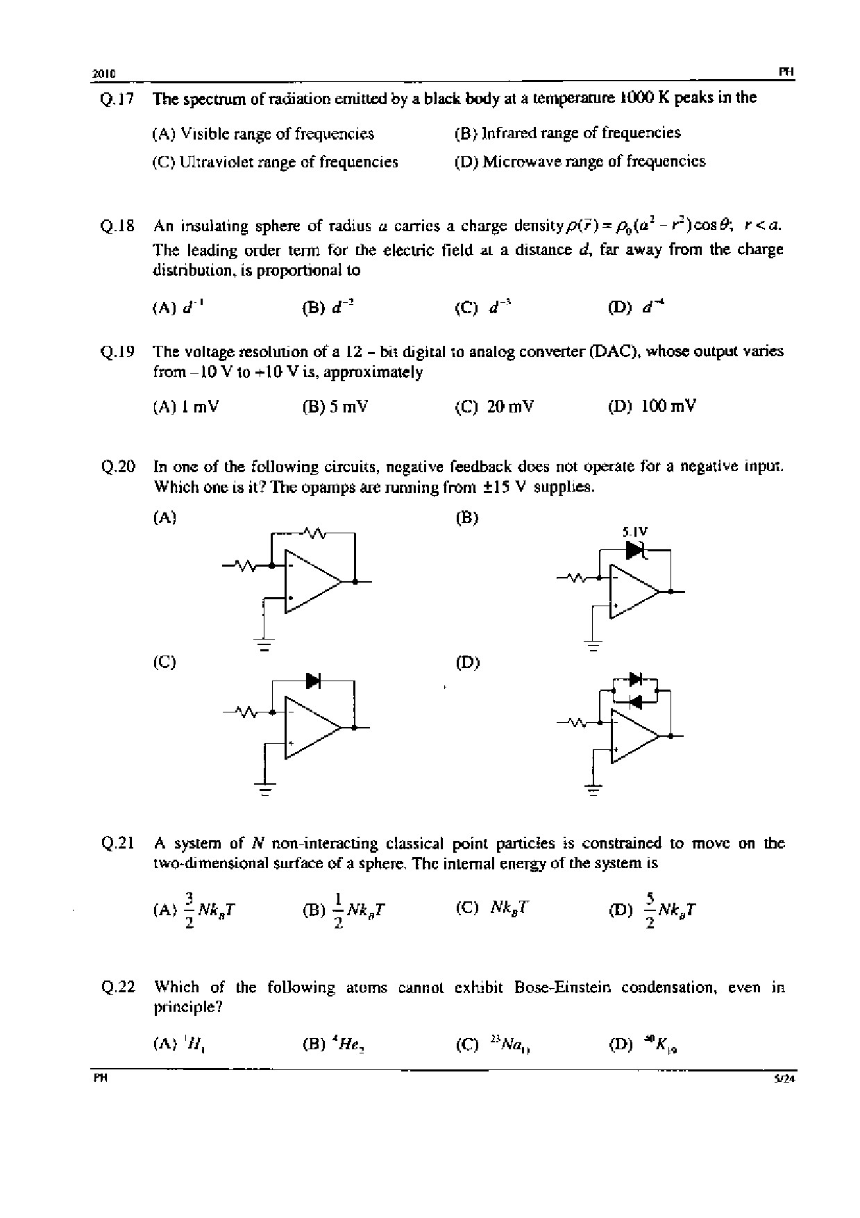 GATE Exam Question Paper 2010 Physics 5