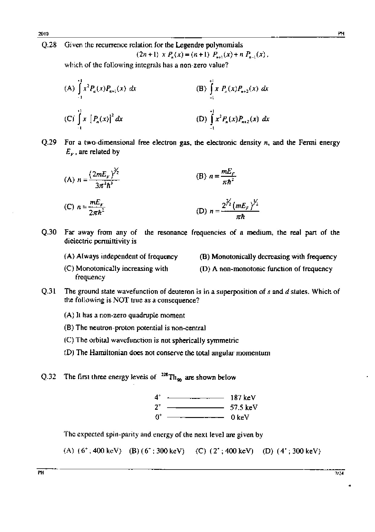 GATE Exam Question Paper 2010 Physics 7