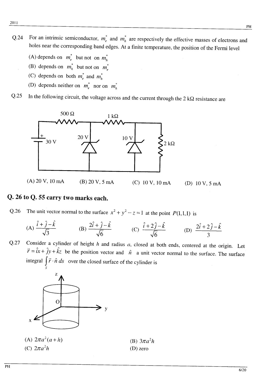 GATE Exam Question Paper 2011 Physics 6