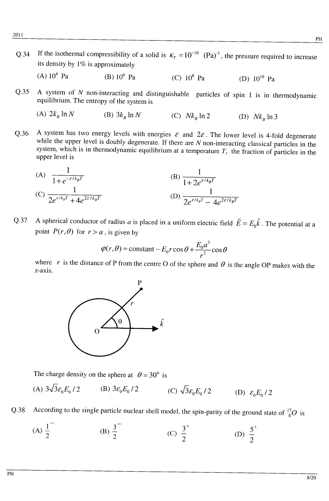 GATE Exam Question Paper 2011 Physics 8