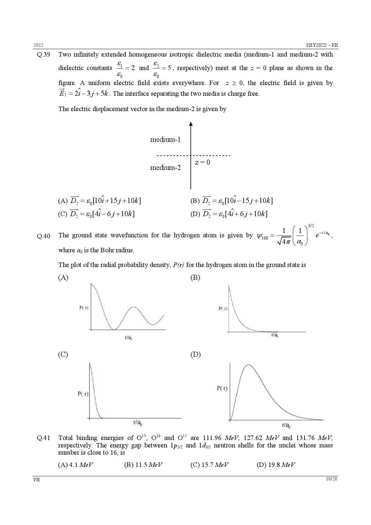 GATE Exam Question Paper 2012 Physics 10
