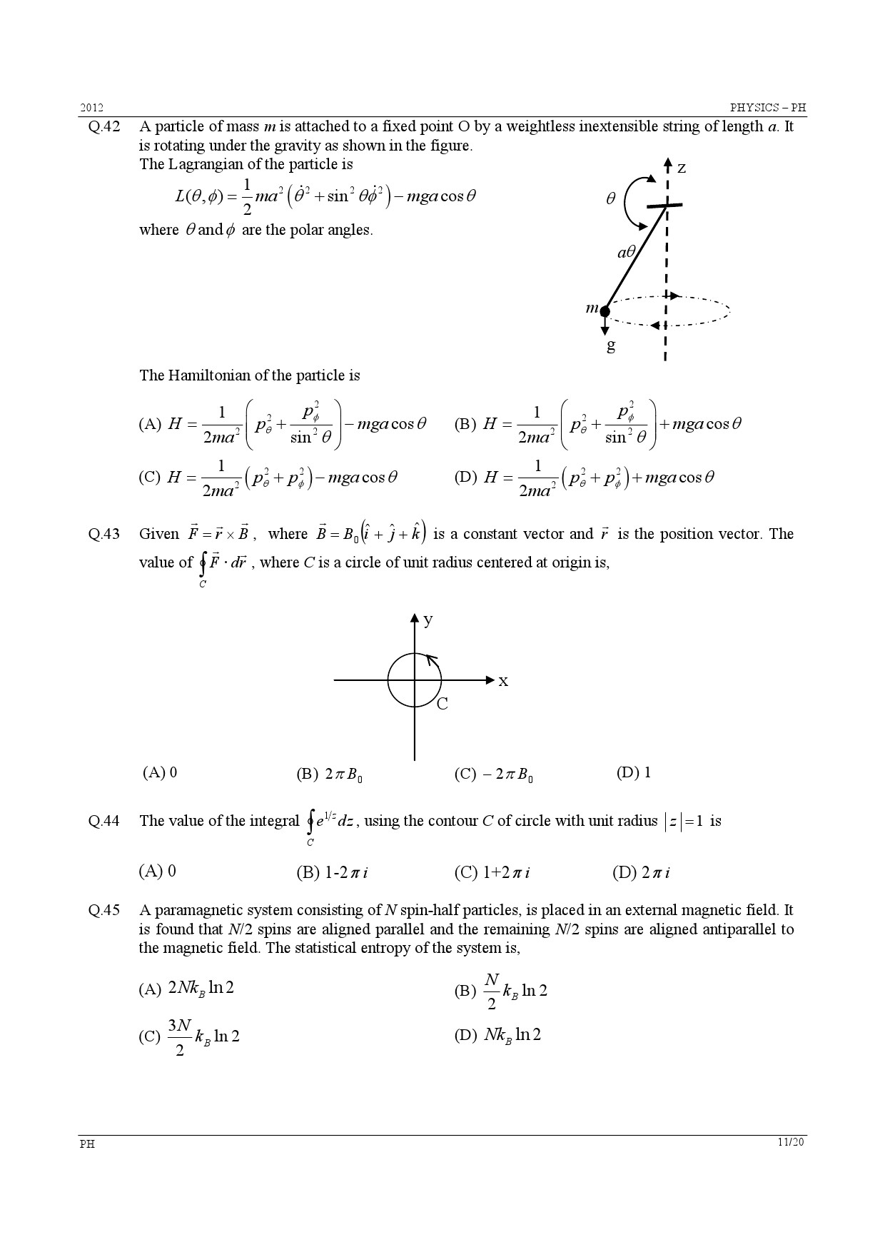 GATE Exam Question Paper 2012 Physics 11