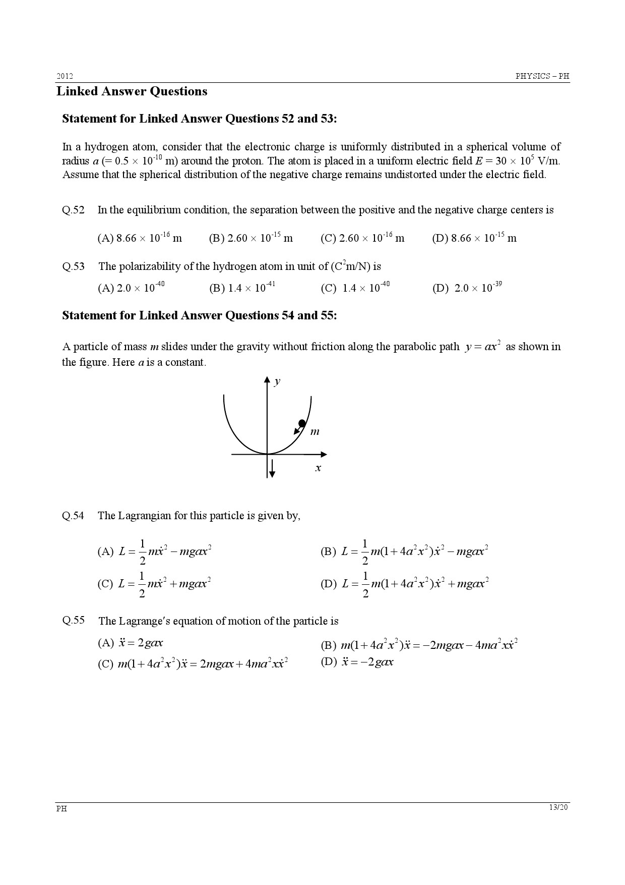 GATE Exam Question Paper 2012 Physics 13