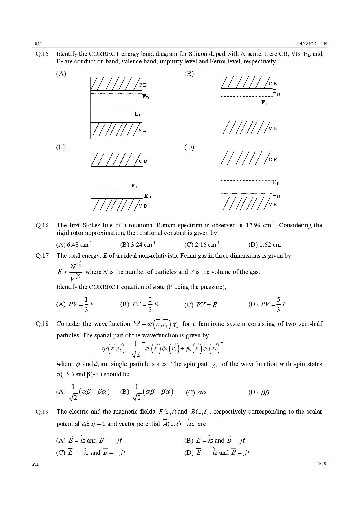 GATE Exam Question Paper 2012 Physics 4