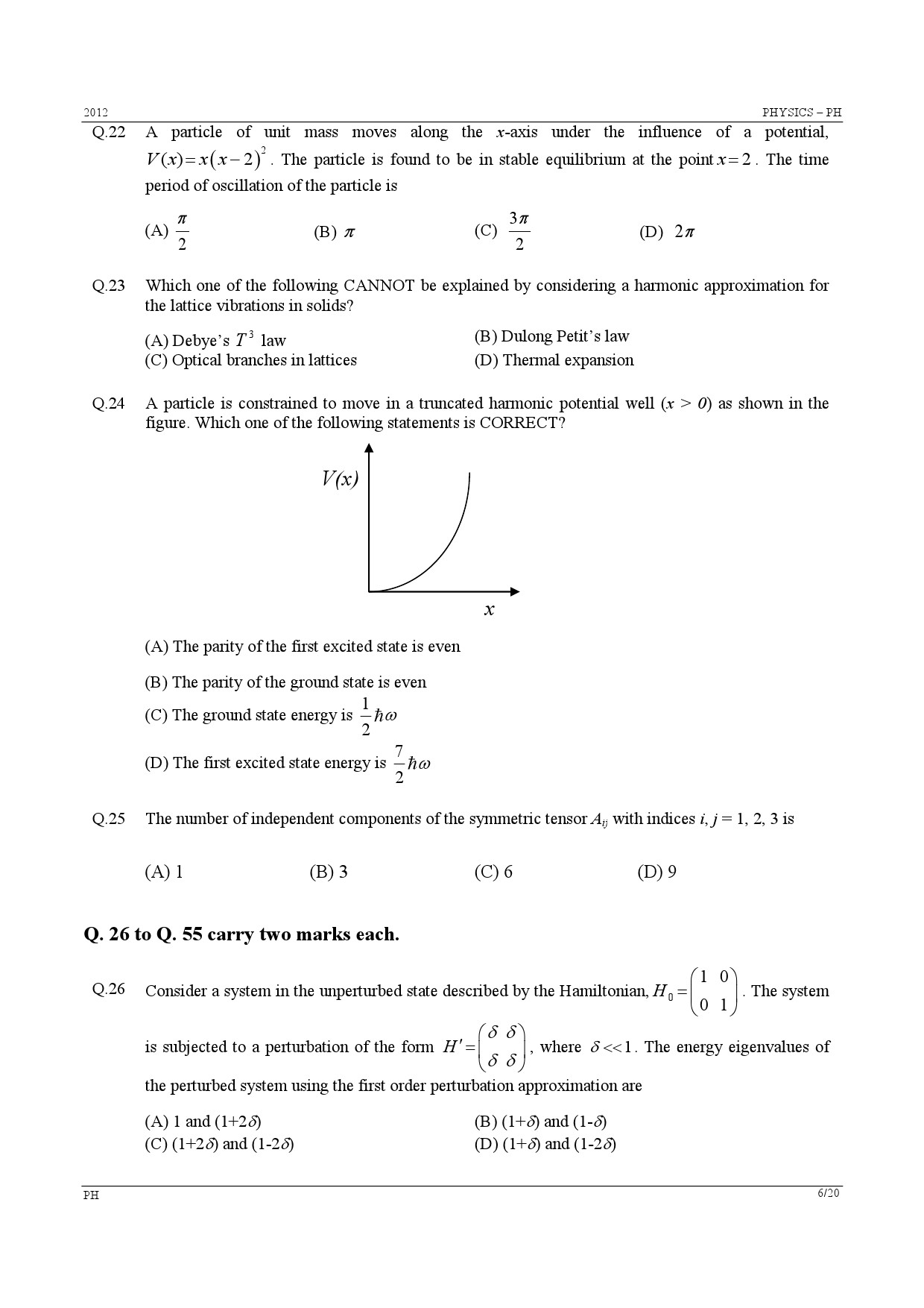 GATE Exam Question Paper 2012 Physics 6