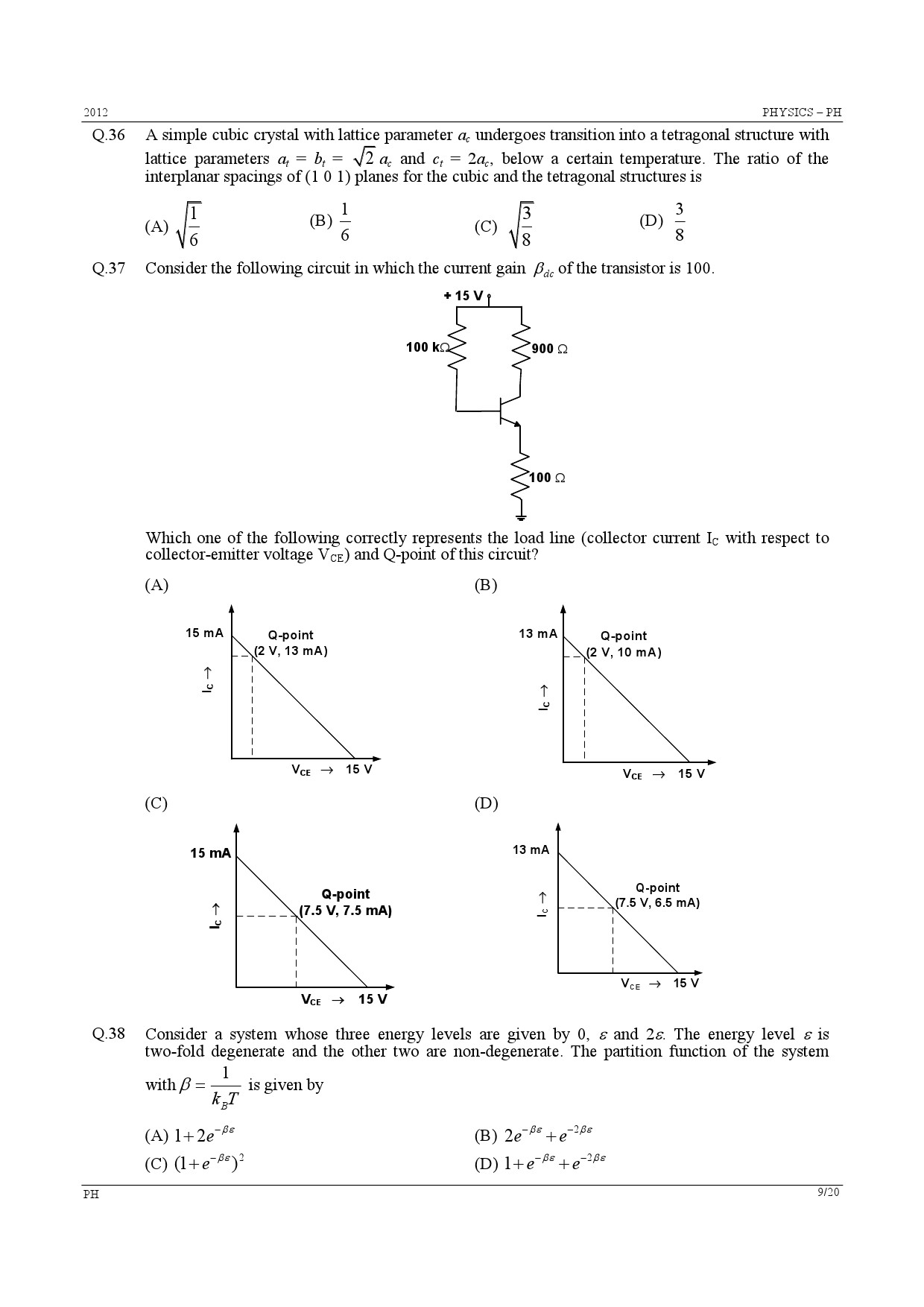 GATE Exam Question Paper 2012 Physics 9