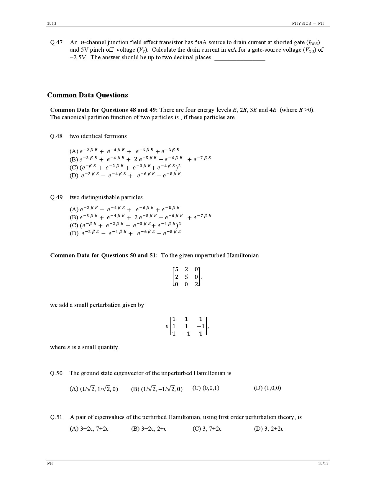 GATE Exam Question Paper 2013 Physics 10