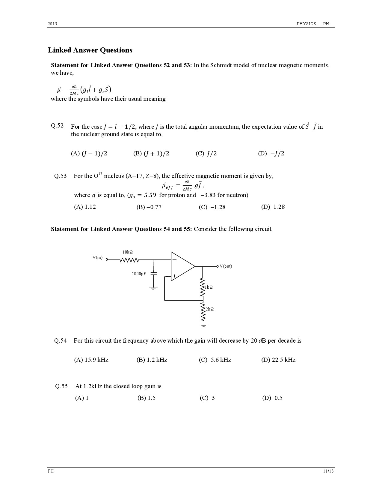 GATE Exam Question Paper 2013 Physics 11