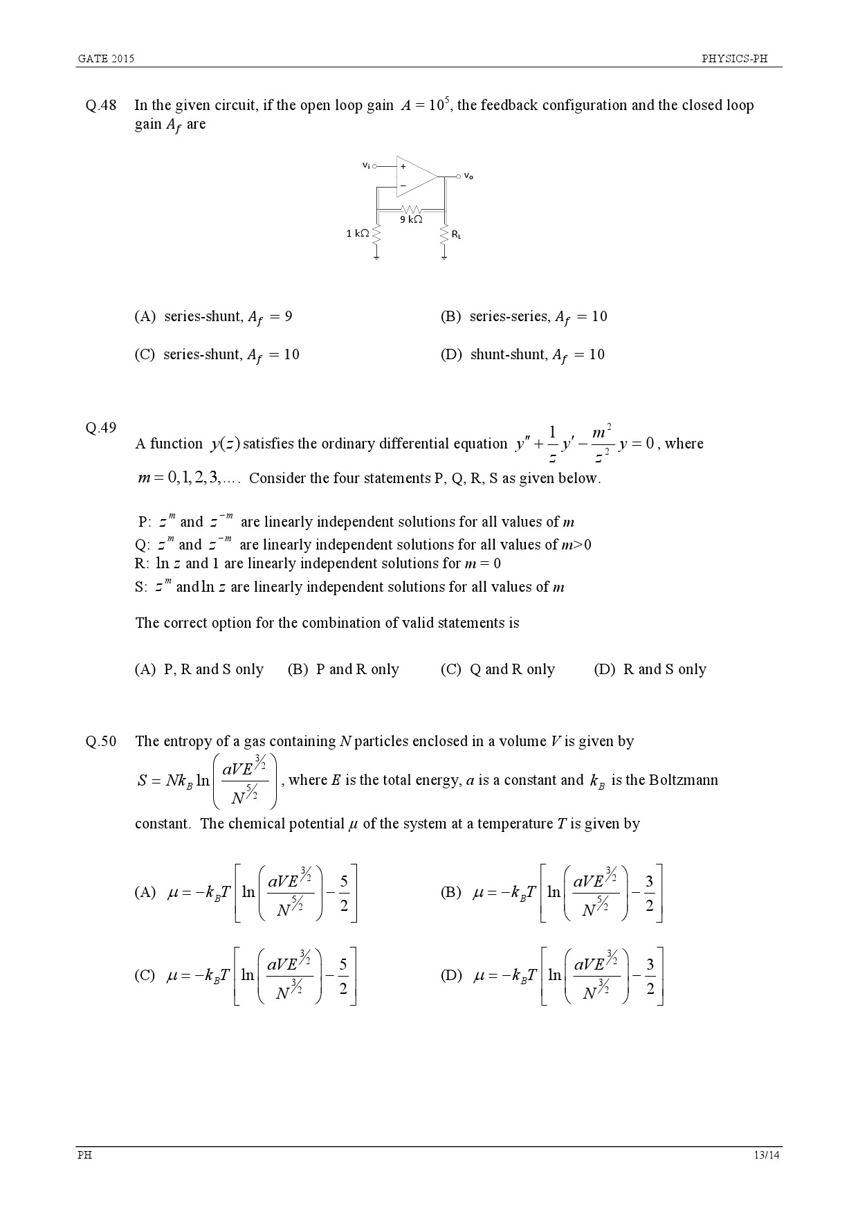GATE Exam Question Paper 2015 Physics 13