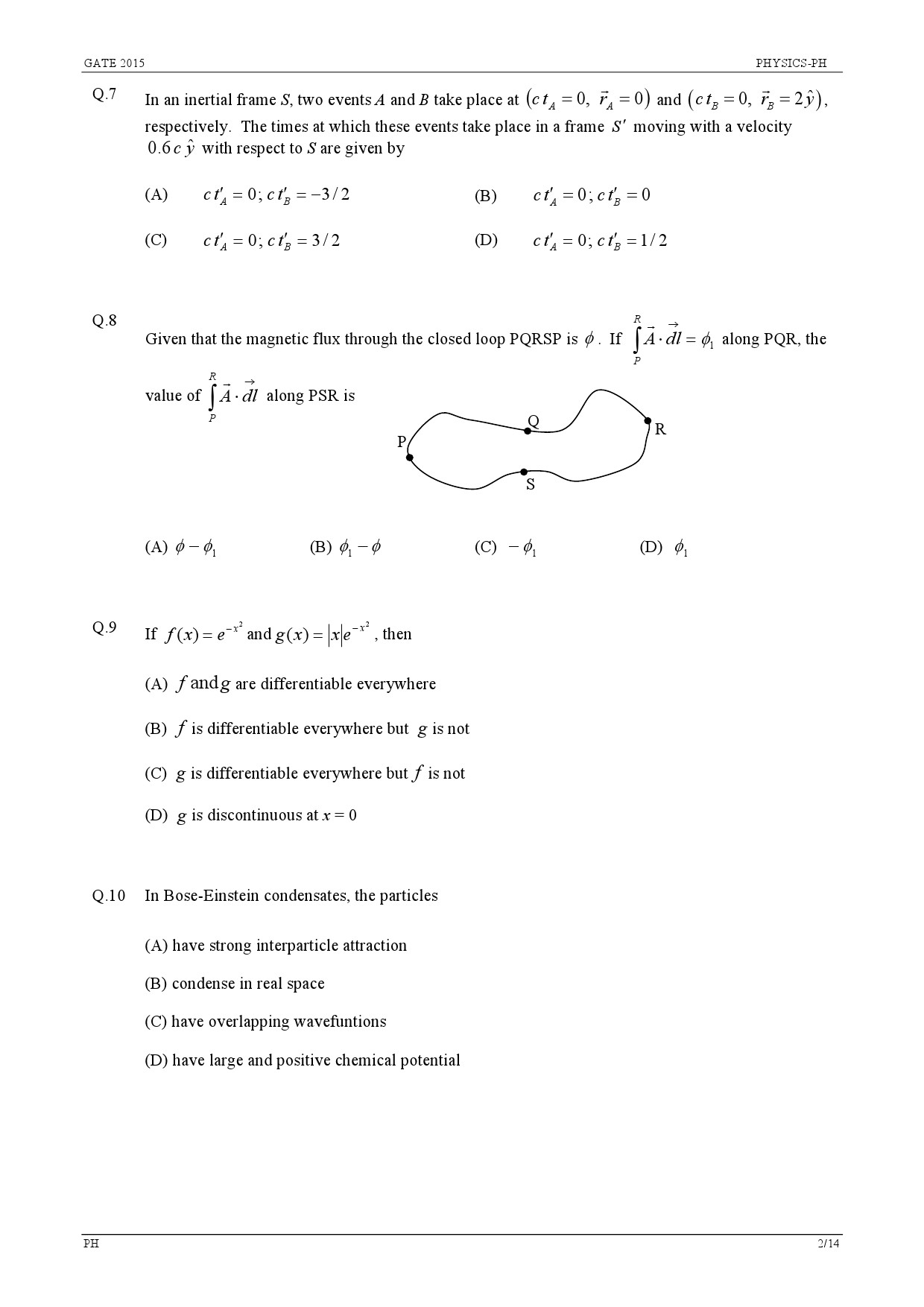 GATE Exam Question Paper 2015 Physics 2