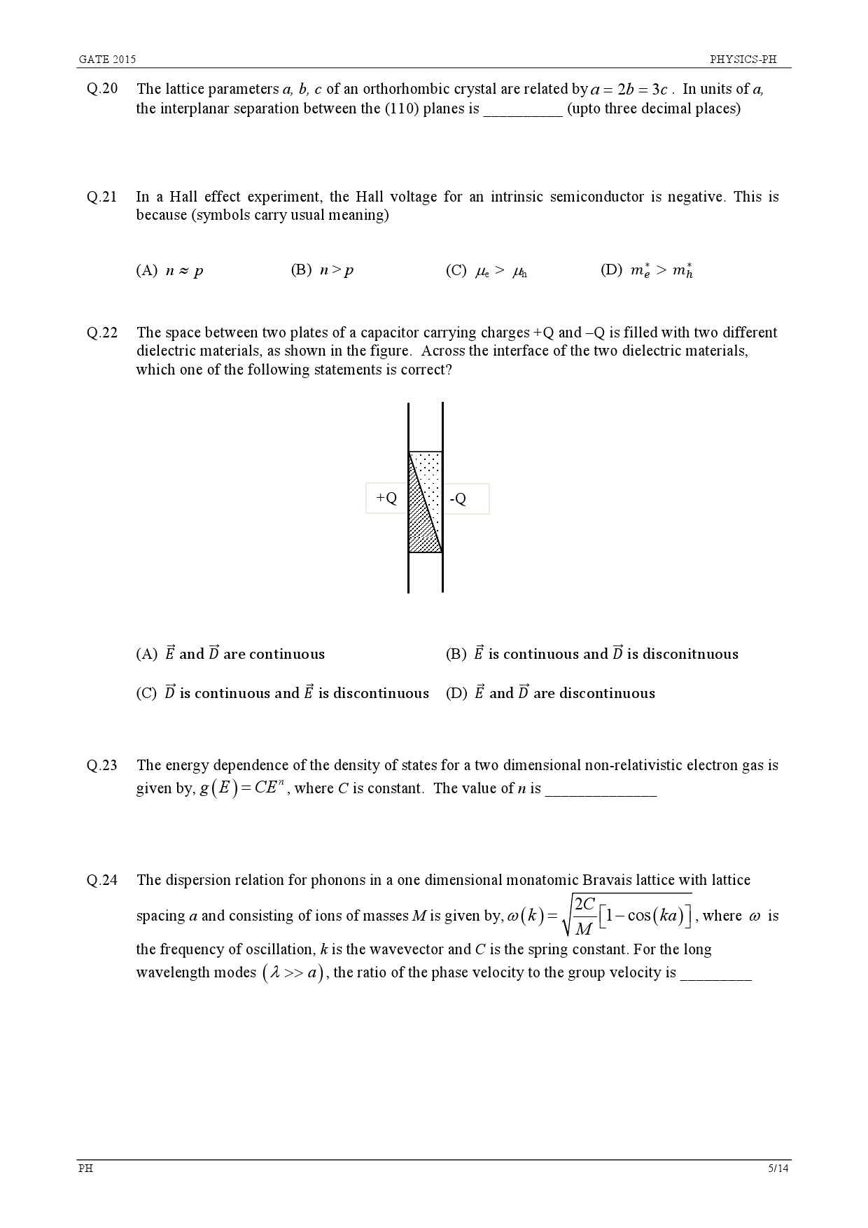 GATE Exam Question Paper 2015 Physics 5