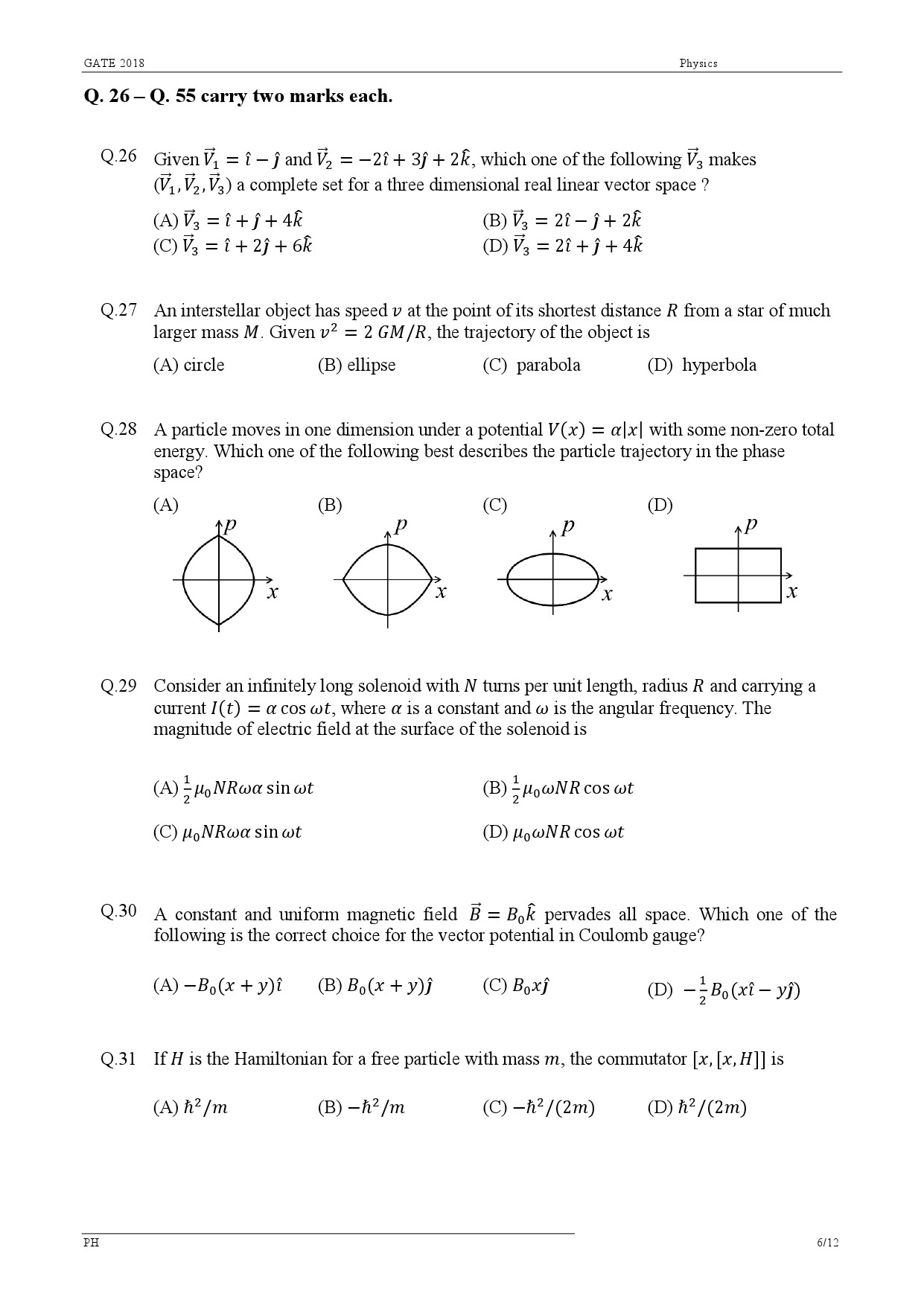 GATE Exam Question Paper 2018 Physics 8