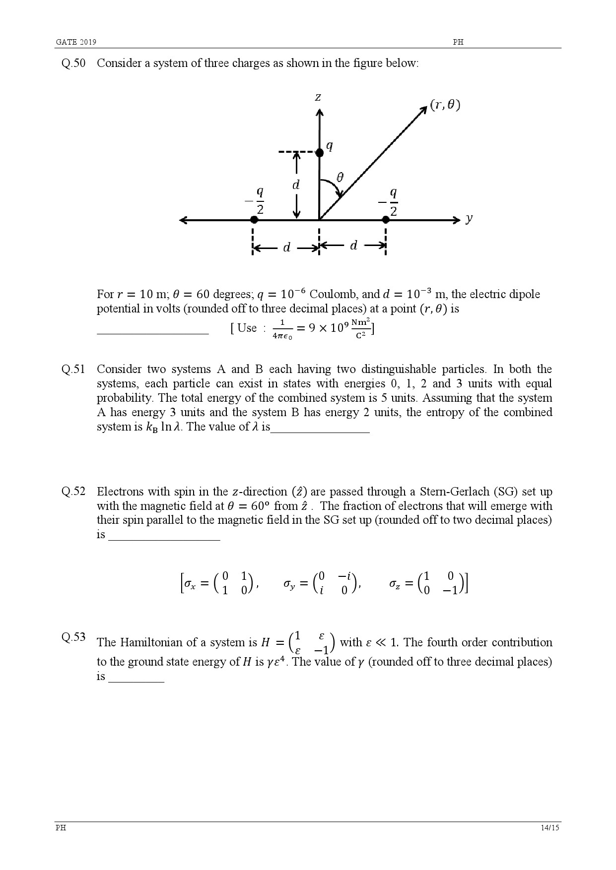 GATE Exam Question Paper 2019 Physics 17