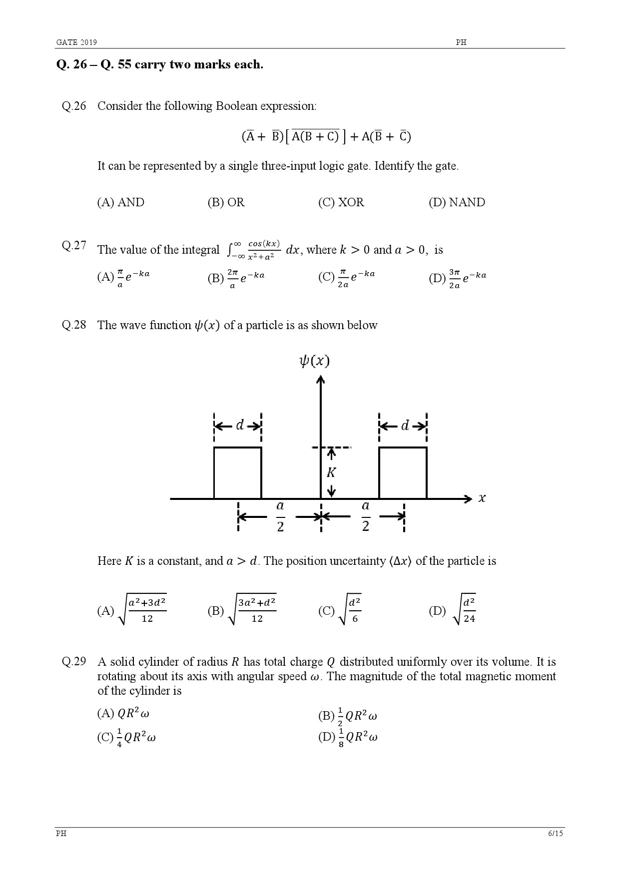 GATE Exam Question Paper 2019 Physics 9