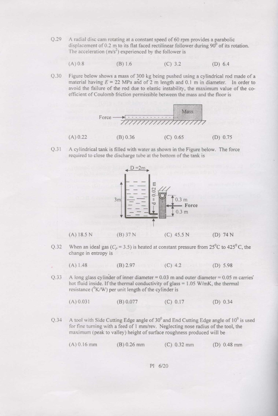 GATE Exam Question Paper 2007 Production and Industrial Engineering 6