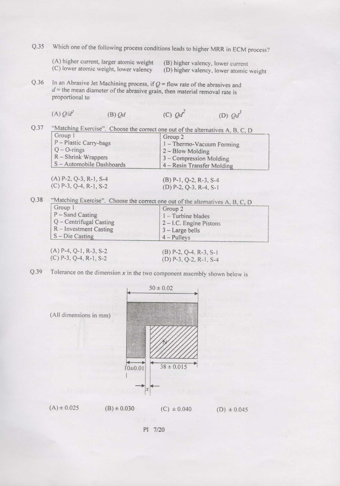 GATE Exam Question Paper 2007 Production and Industrial Engineering 7
