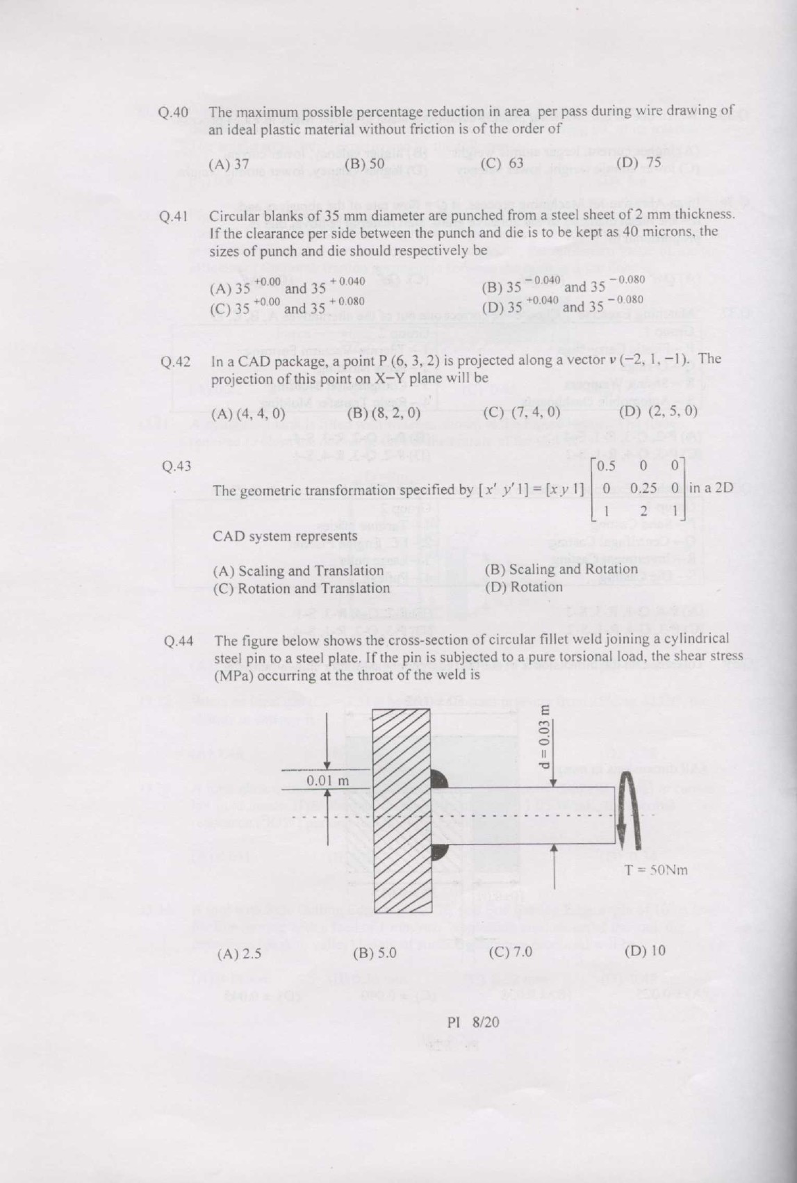 GATE Exam Question Paper 2007 Production and Industrial Engineering 8