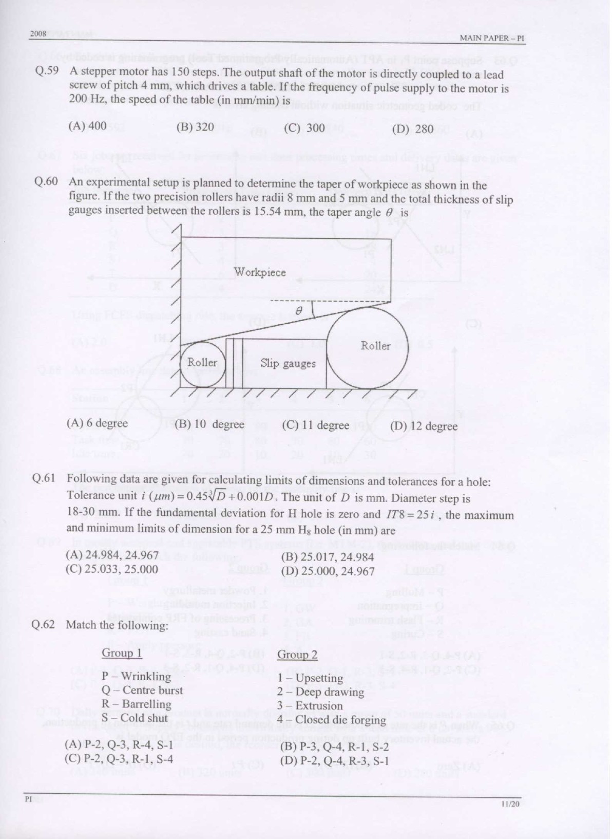 GATE Exam Question Paper 2008 Production and Industrial Engineering 11
