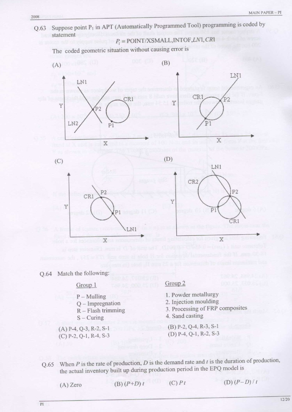 GATE Exam Question Paper 2008 Production and Industrial Engineering 12