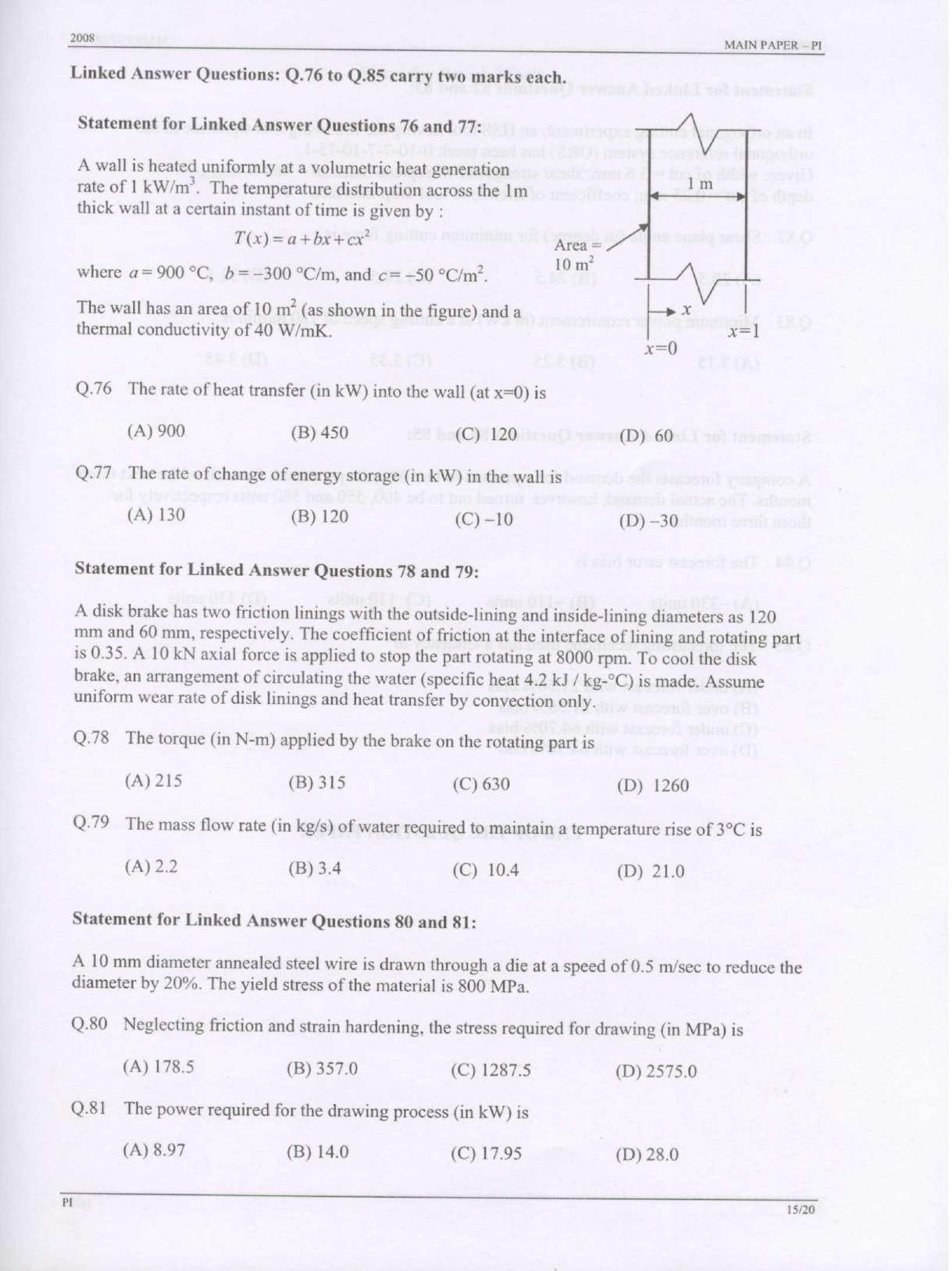 GATE Exam Question Paper 2008 Production and Industrial Engineering 15