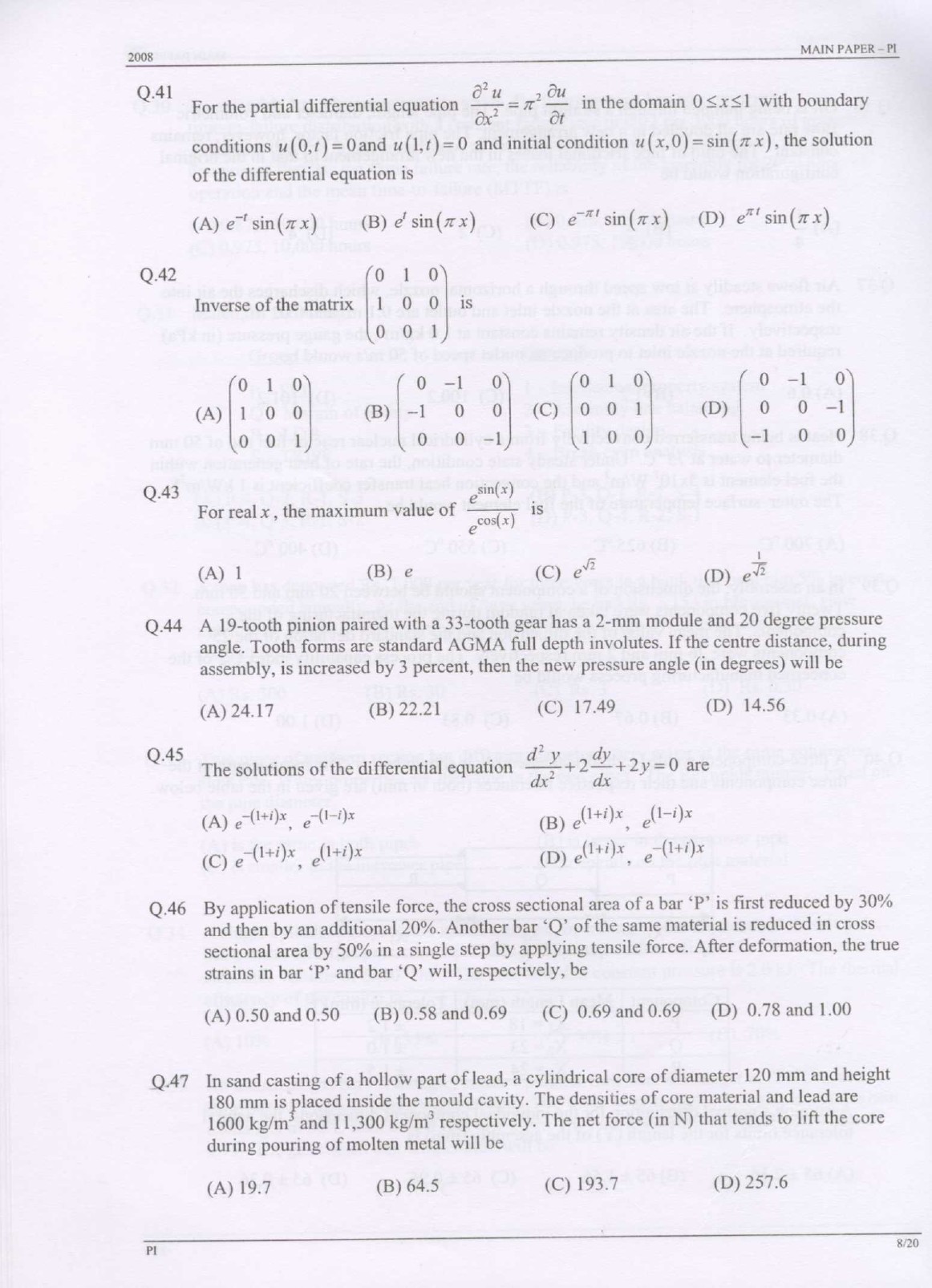GATE Exam Question Paper 2008 Production and Industrial Engineering 8