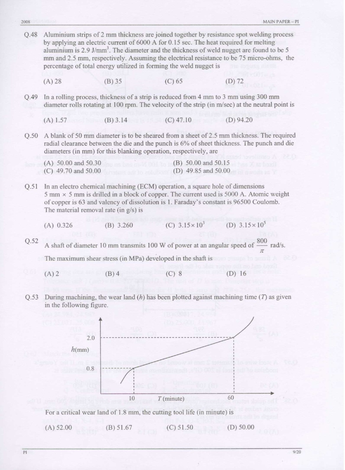 GATE Exam Question Paper 2008 Production and Industrial Engineering 9