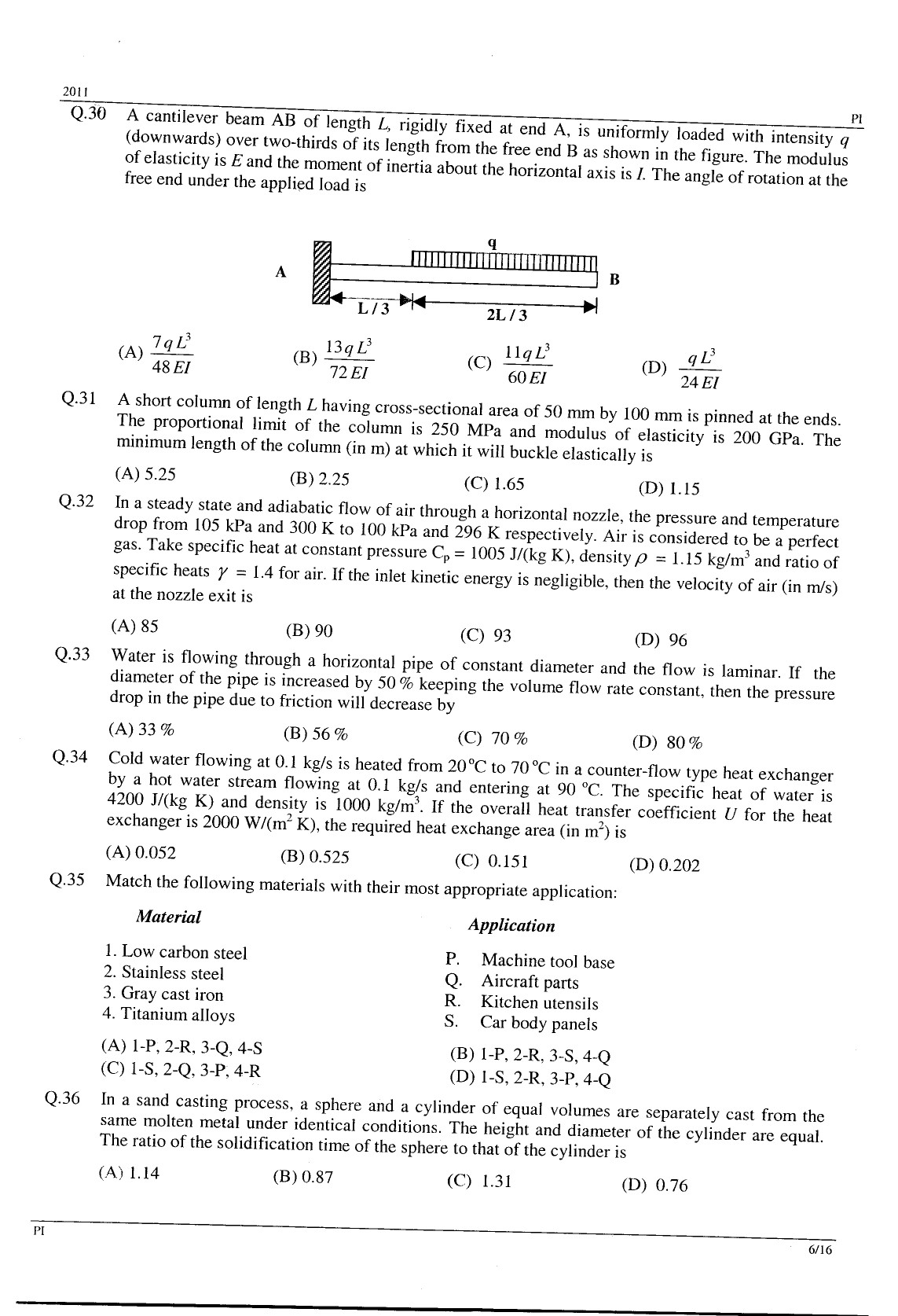GATE Exam Question Paper 2011 Production and Industrial Engineering 6