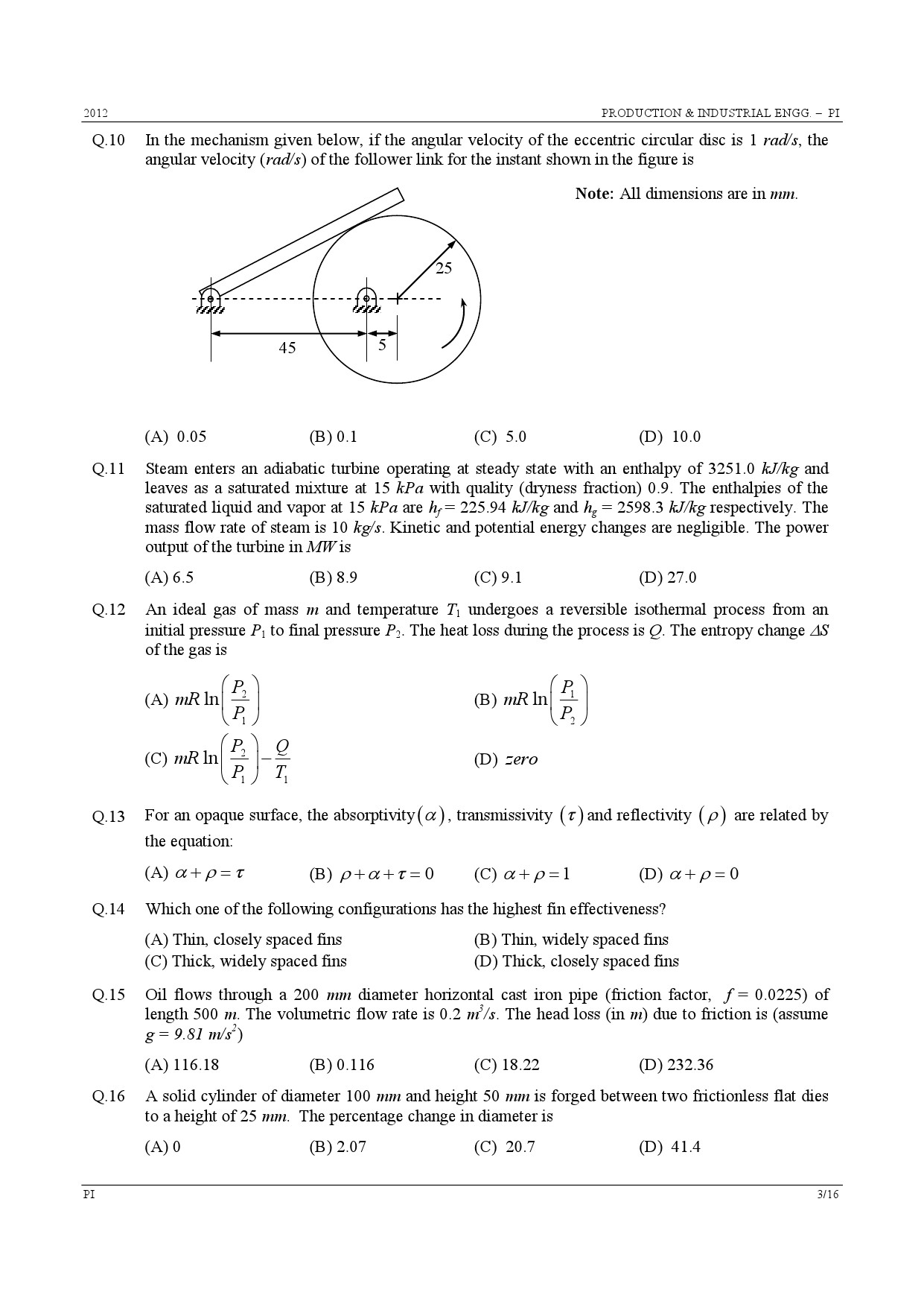 GATE Exam Question Paper 2012 Production and Industrial Engineering 3