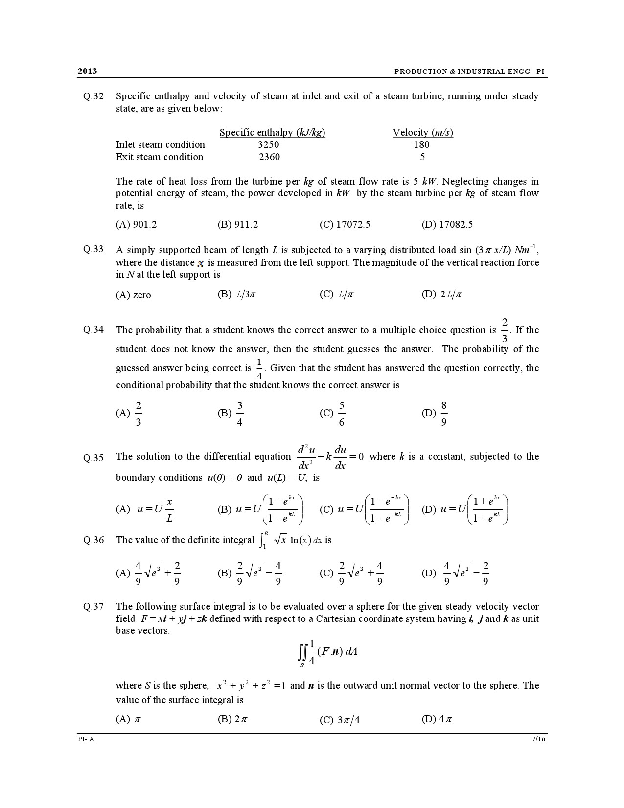 GATE Exam Question Paper 2013 Production and Industrial Engineering 7