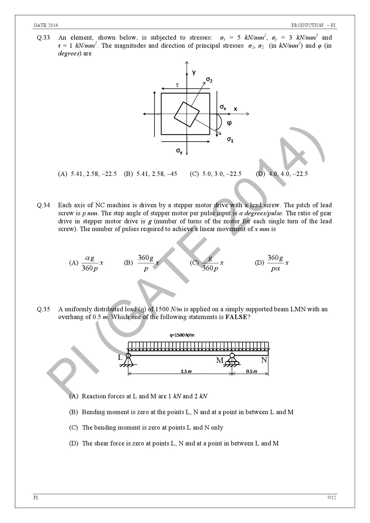 GATE Exam Question Paper 2014 Production and Industrial Engineering 13