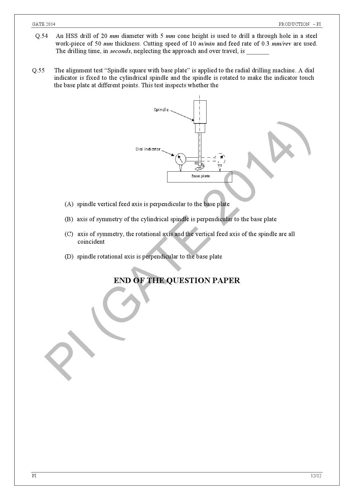 GATE Exam Question Paper 2014 Production and Industrial Engineering 18